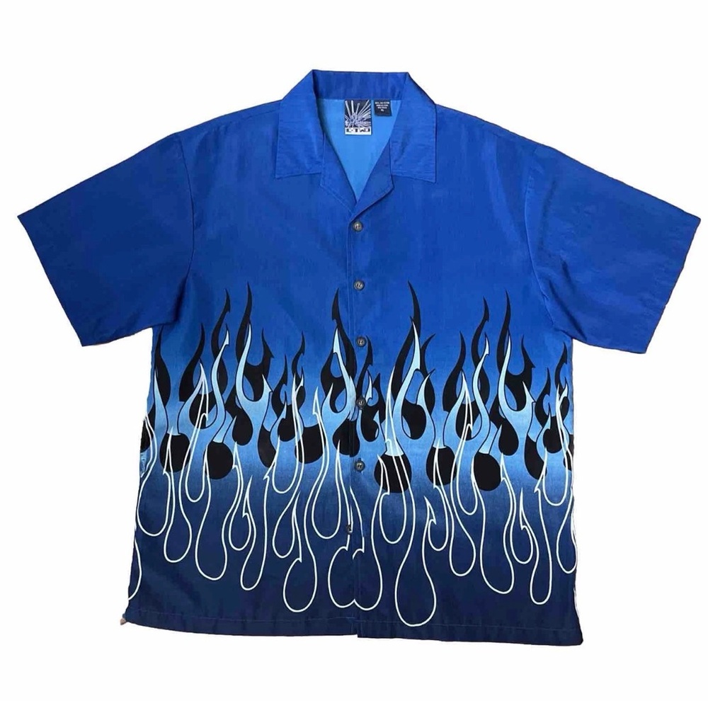 Vibrant Blue Flame Casual Shirt